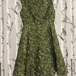 Alice + Olivia Jacquard Green Textured Mini Dress